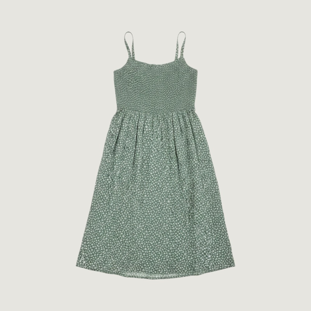 Old Navy Sage Green Floral Ditsy Smocked Cami Midi Dress Pockets Large